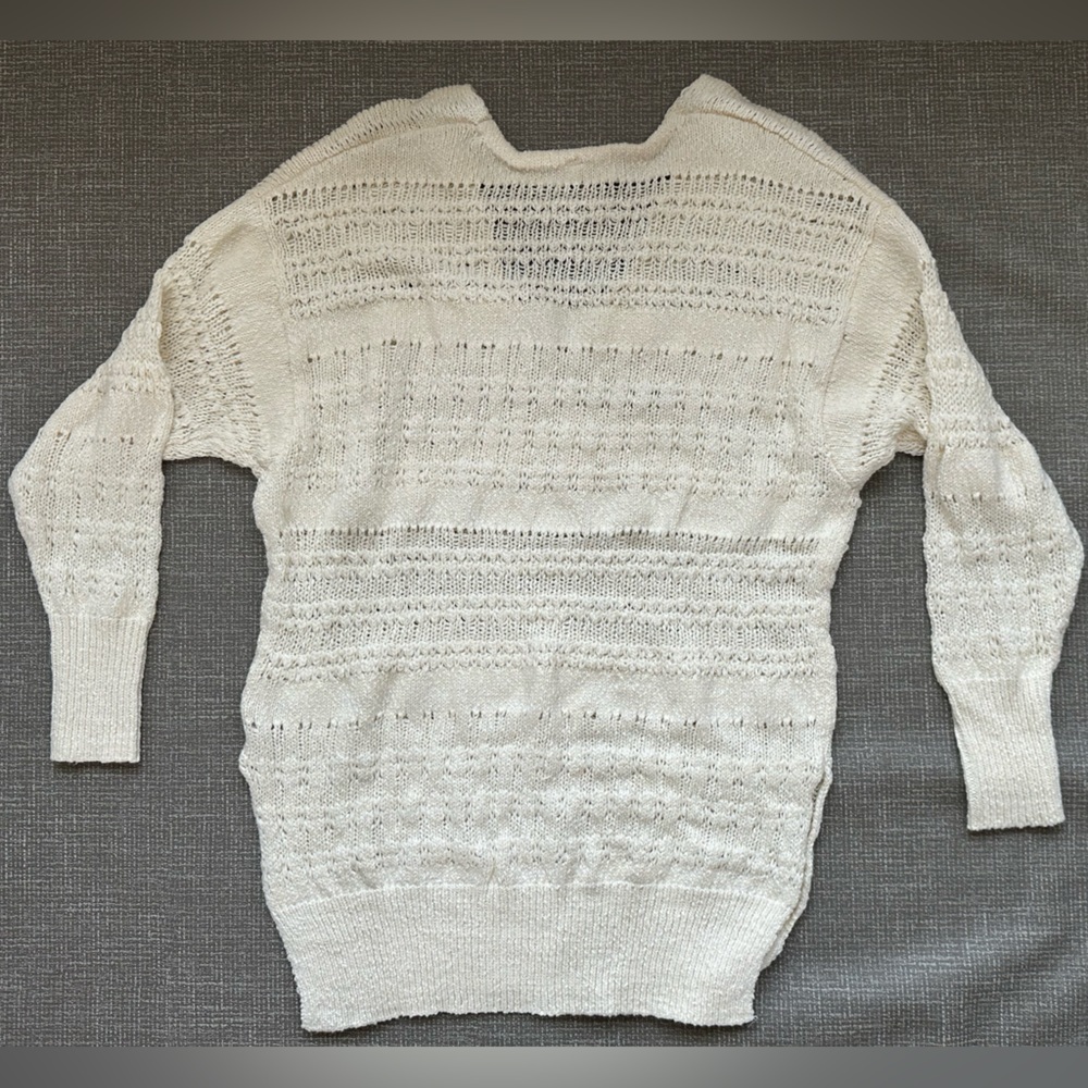 Free People Hot Tropics Pullover Tunic Sweater M White Open Knit Boho Oversized - Picture 7 of 10